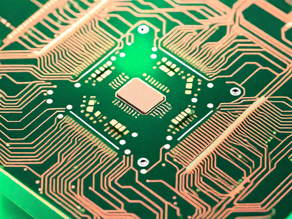 An integrated circuit magnified under a microscope